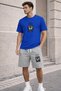 Unisex Oversize Printed T-Shirt Gray Shorts 2-Piece Set Cotton Comfortable Cut Casual Sports Combination Kelebek