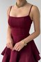Women's Strappy Mini Dress Square Neckline Flounce Skirt Stylish Casual Event Graduation Dress - 2