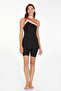 3059 Women's Black Shoulder Strap Detailed Tights Swimsuit - 4