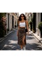 Skirt Midi Length Below the Knee Stylish Clothing Style Wrinkled Crepe