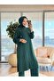 26659 طقم روبا بارتا من قماش الكريب بسحاب أمامي باللون الزمردي