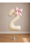 -2- Age Beige Number Powder Pink Bow Foil Balloon Set