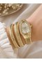 Snake Bracelet Watch Gold Color Case Silver Dial Women's Stylish Design Gift Boxed - 3