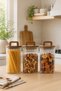 700 ml Square Glass Jars with Wooden Lid and Handle, Set of 3 – Storage Container for Legumes, Coffee, Pasta, and Food - 8