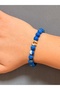 Blue Agate Horseshoe Symbol Natural Stone Bracelet - 2