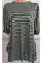 Er Clothing Summer Combed Cotton Blouse Crew Neck Capri Sleeve Green Striped - 3
