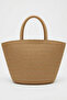 Women's Camel Straw Large Size Beach Bag |   Sim Detailed Beach and Daily Model