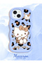 iPhone 14 Compatible Case with Camera Protector Blue Silicone Couple Phone Case Kitty Pattern - 2
