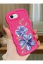 iPhone 7 Compatible Case Camera Protector Red Silicone Couple Phone Case Floral Pattern