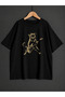 Unisex Guitar Cat Printed Oversized Shirt
