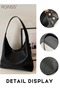 Women's PU Leather Woven Texture Tote Bag, Casual Versatile Retro Fashion Large Capacity Commuting H - 5
