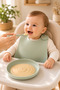 Baby Food Plate and Spoon Set Bpa-Free, Suitable for Food Contact, Microwave Compatible, Heat Resistant, Mint Green Colored - 3