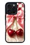 iPhone 16 Pro Glossy Phone Case with Cherry Picnic Bow Design