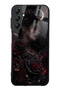 Samsung A14 Glossy Phone Case with Crimson Moon Rose Design