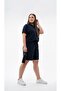 Women's Plus Size Short Sleeve Chest Label Detailed Polo Collar Shorts Set 8286-26 - 3