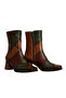 Tan Leather Combination Women's Heeled Boots - 2
