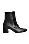 Black Leather Women's Heeled Boots