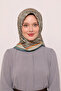 Cotton Silk Scarf Ethnic Patterned Ls2205 01-Beige-Orange-Khaki - 2