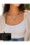 316L Stainless Steel Colorful Natural Stone Detailed Heart-Shaped Women's Necklace