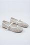 027-218 Tulle Stone Embroidered Comfortable Flexible Buckle-Strapped Women's Ballerinas