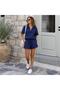 Women's Summer Polo Collar Linen Blouse and Shorts Bottom Top Set - 3