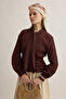 Scarf Belted Waist Shirt Coffee - 5