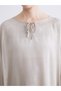 Bow Collar Linen Blend Blouse - 3