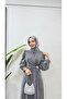 Stone Buckle Detailed Hijab Evening Dress - 5