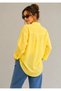 Women's Yellow Cotton Oversize Fakir Long Sleeve Shirt Wide Fit Loose Blouse with Belted Waist and Buttons - 5