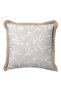 Botanical Leaf Motif Fringed Pillowcase - Fresh Floral Beige Cream Mink Tassel Throw Pillow Cover - 4