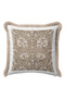 Damask Floral Avant-Garde Fringed Pillowcase - Floral Classic Beige Mink Cream Tasseled Throw Pillow Cover - 2