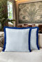 Floral Pattern Stylish Fringed Pillow Cover - Elegant Floral White Blue Navy Blue Tassel Throw Pillow Cover - 7