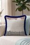 Ethnic Ikat Design Stylish Fringed Pillow Cover-Artistic Bohemian Blue Navy Blue Tassel Throw Pillow Cover - 5