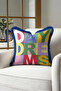 Pop Art Day Dreams Fringed Pillowcase - Energetic Summer Yellow Blue Navy Blue Tassel Throw Pillow Cover - 6