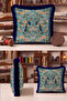 Authentic Fringed Pillowcase with Floral Bird Figure-Spring Boho Coral Navy Blue Tassel Throw Pillow Cover - 3