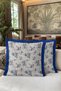 Vintage Floral Fringed Pillowcase - Nostalgic Floral Cream Blue Navy Blue Tassel Throw Pillow Cover - 4