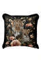 Safari Leopard Floral Exotic Fringe Pillowcase-Wild Jungle Black Mink Tassel Throw Pillow Cover - 7