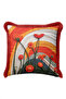 Flower Design Artistic Fringed Pillowcase - Abstract Floral Orange Burgundy Tassel Throw Pillow Cover - 7