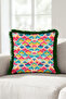 Ethnic Colorful Watercolor Fringed Pillowcase - Abstract Tropical Pink Black Tassel Throw Pillow Cover - 6