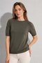 Women's Crew Neck Short Sleeve Openwork Detailed Knitwear Blouse 1550 Khaki