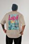 London England 3 Beige Oversize Country City Back Printed Unisex T-Shirt 100% Cotton Premium - 2