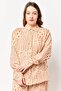 Women 2 Pieces Allover Print Blouse With Pants Coord Sets, Tan - 2