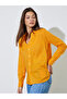 Orange Solid Long Sleeves Button Front Blouse - 3
