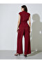 Burgundy Waistcoat With Tie-Belt And Pants Co-Ord Set - 5