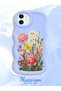 iPhone 11 Compatible Case Camera Protector Blue Silicone Couple Phone Case Floral Pattern - 2