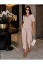 Women's Modal Fabric V-Neck T-Shirt and Elastic Waist Pocket Pants Two-Piece Set - 4