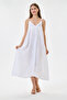White Italian 100% Linen Long Linen Dress with Tassels and Adjustable Shoulder Straps Size 40 - 46