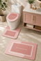 Non-Slip Based Washable 3-Piece Toilet Set Pink Bath Mat – Modern Bathroom Rug