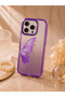 iPhone 15 Pro Max (6.7 Inch) Compatible Silvery Transparent Butterfly Patterned Color Gradient Processing Stone Detailed Metal Camera Protected Hard Silicone Butterfly Case - 4