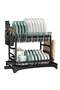 2 Tiers Dish Drying Rack with Rotatable Drainage System Stainless Steel Kitchen Dish Drying Rack Holder Scratch Resistant Frosted Baking Process Coatings